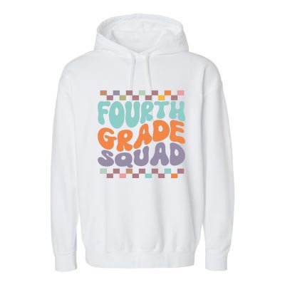 Fourth Grade Squad Retro Groovy Happy First Day Of School Gift Garment-Dyed Fleece Hoodie