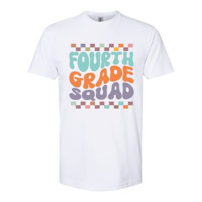 Fourth Grade Squad Retro Groovy Happy First Day Of School Gift Softstyle CVC T-Shirt