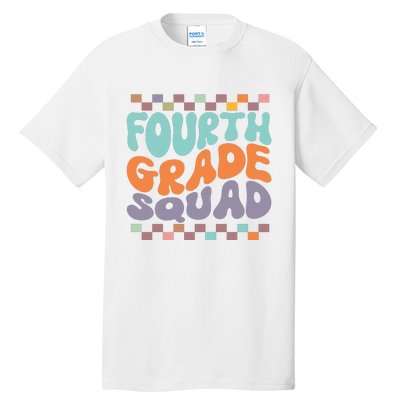 Fourth Grade Squad Retro Groovy Happy First Day Of School Gift Tall T-Shirt