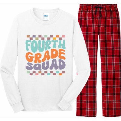 Fourth Grade Squad Retro Groovy Happy First Day Of School Gift Long Sleeve Pajama Set