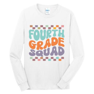 Fourth Grade Squad Retro Groovy Happy First Day Of School Gift Tall Long Sleeve T-Shirt