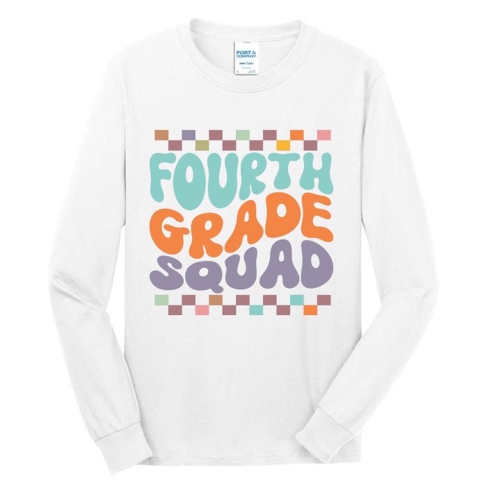 Fourth Grade Squad Retro Groovy Happy First Day Of School Gift Tall Long Sleeve T-Shirt