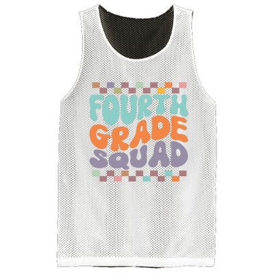 Fourth Grade Squad Retro Groovy Happy First Day Of School Gift Mesh Reversible Basketball Jersey Tank