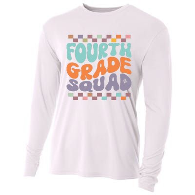 Fourth Grade Squad Retro Groovy Happy First Day Of School Gift Cooling Performance Long Sleeve Crew