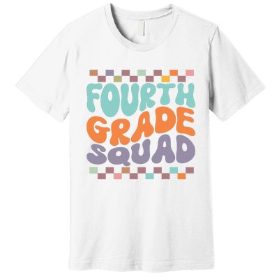 Fourth Grade Squad Retro Groovy Happy First Day Of School Gift Premium T-Shirt