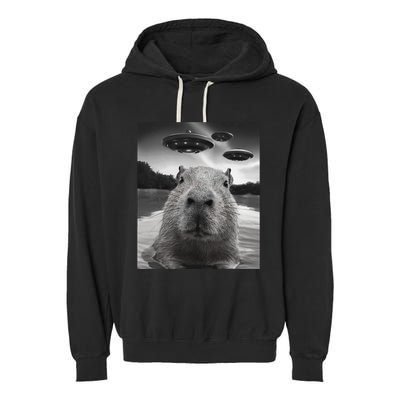 Funny Graphiccapybara Selfie With Ufos Weird Garment-Dyed Fleece Hoodie
