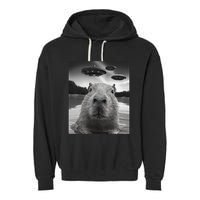 Funny Graphiccapybara Selfie With Ufos Weird Garment-Dyed Fleece Hoodie