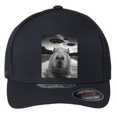 Funny Graphiccapybara Selfie With Ufos Weird Flexfit Unipanel Trucker Cap