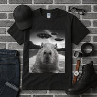 Funny Graphiccapybara Selfie With Ufos Weird Tall T-Shirt