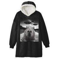 Funny Graphiccapybara Selfie With Ufos Weird Hooded Wearable Blanket