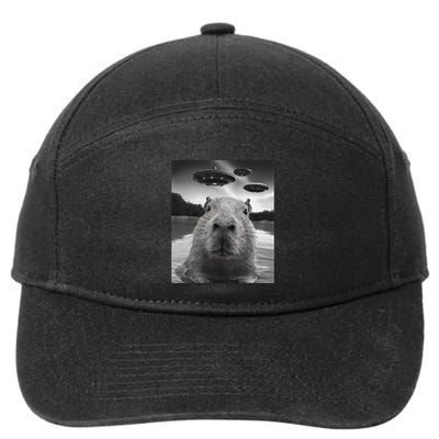 Funny Graphiccapybara Selfie With Ufos Weird 7-Panel Snapback Hat