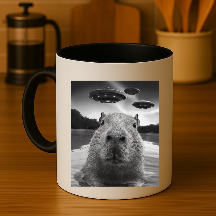 Funny Graphiccapybara Selfie With Ufos Weird Mug