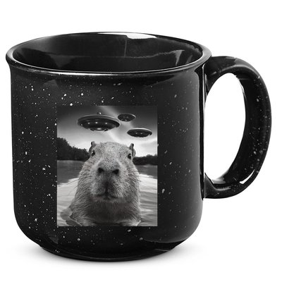 Funny Graphiccapybara Selfie With Ufos Weird 15oz Campfire Ceramic Mug