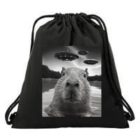 Funny Graphiccapybara Selfie With Ufos Weird Drawstring Bag