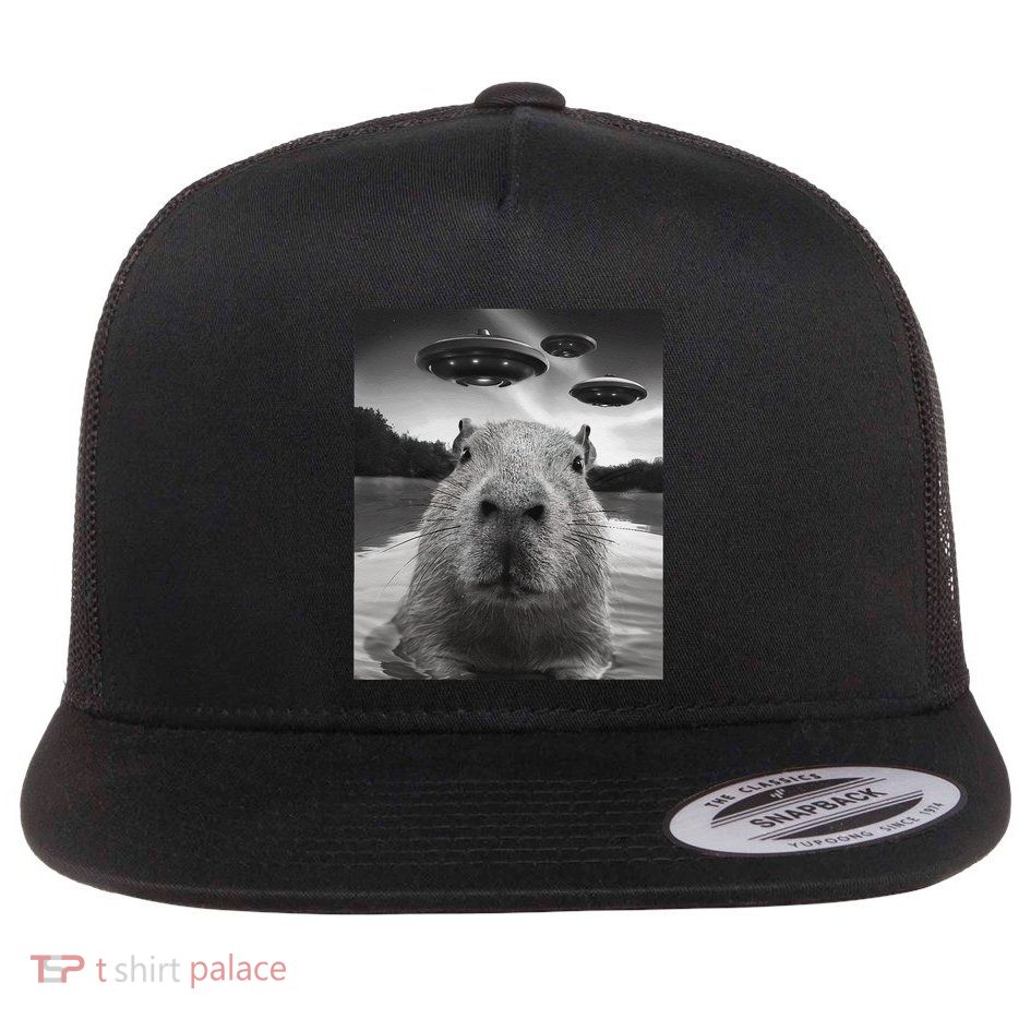 Funny Graphiccapybara Selfie With Ufos Weird Flatbill Hat