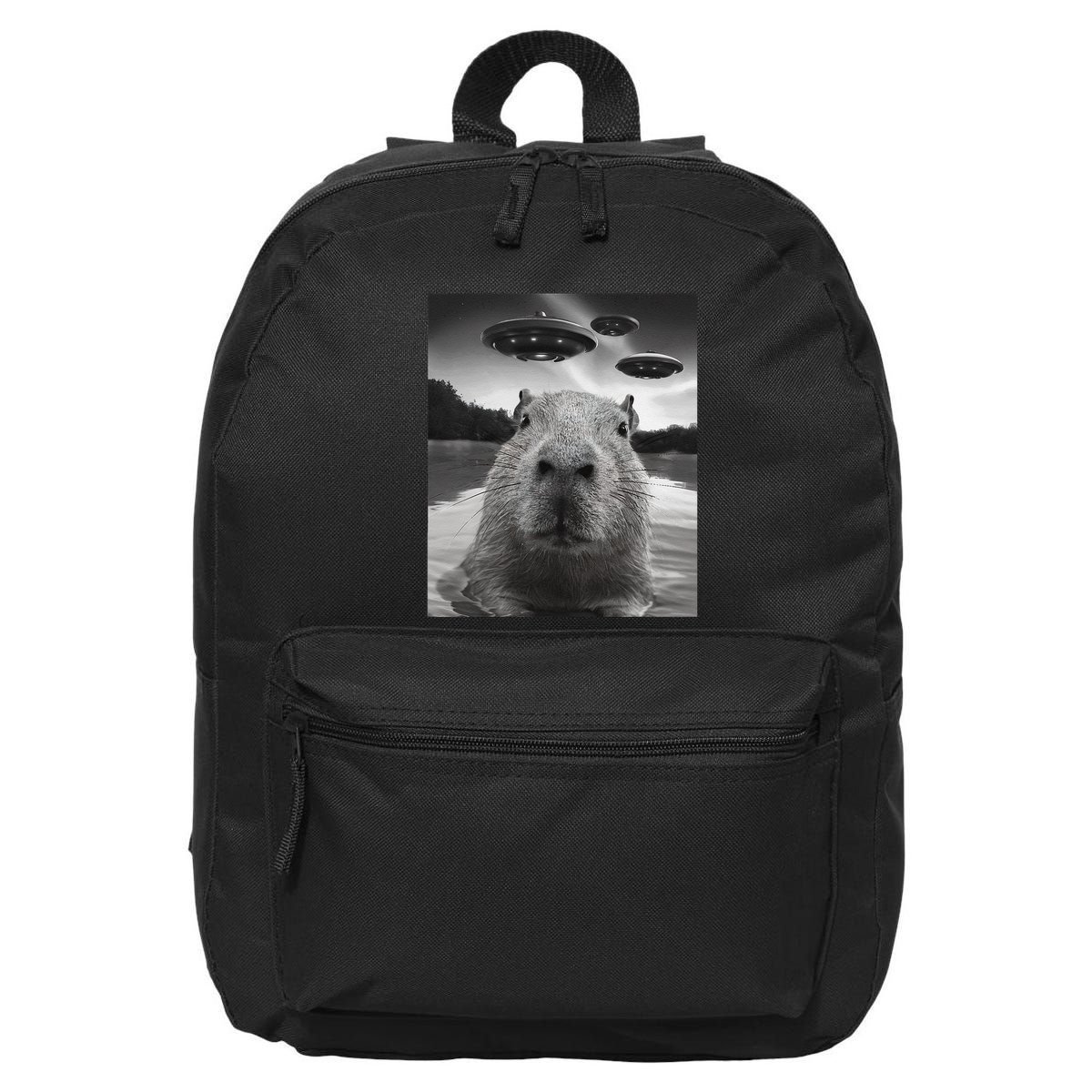 Funny Graphiccapybara Selfie With Ufos Weird 16 in Basic Backpack