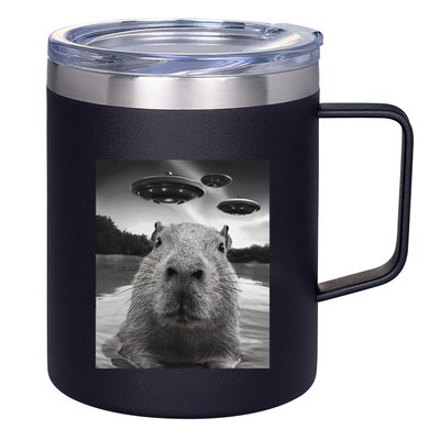 Funny Graphiccapybara Selfie With Ufos Weird 12oz Stainless Steel Coffee Mug