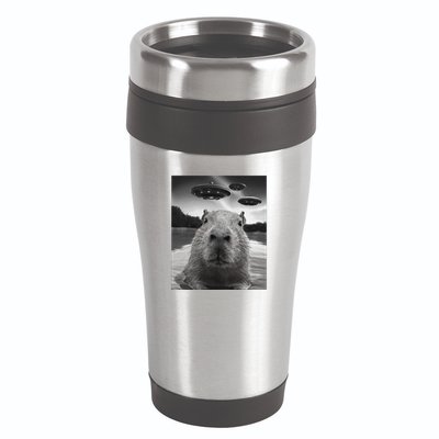 Funny Graphiccapybara Selfie With Ufos Weird 16oz Travel Tumbler