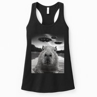 Funny Graphiccapybara Selfie With Ufos Weird Womens Tank Top
