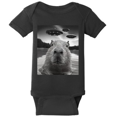 Funny Graphiccapybara Selfie With Ufos Weird Baby Bodysuit