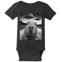 Funny Graphiccapybara Selfie With Ufos Weird Baby Bodysuit