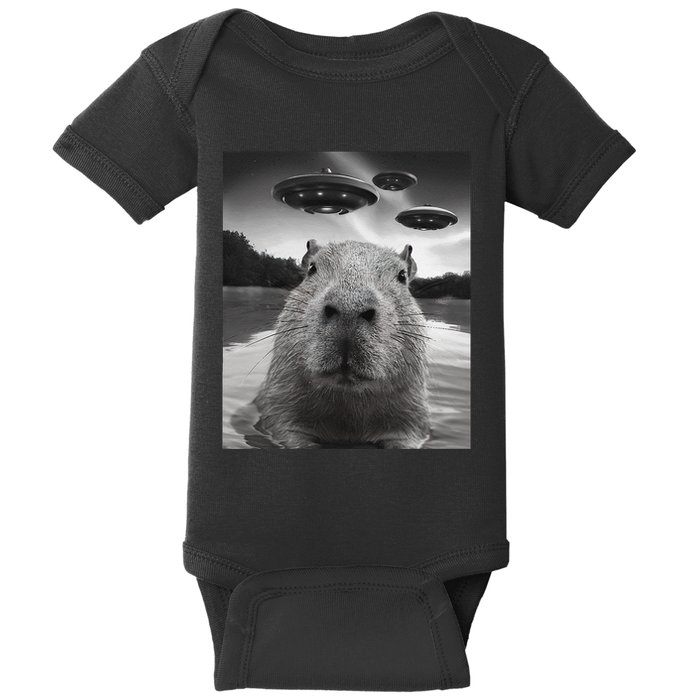 Funny Graphiccapybara Selfie With Ufos Weird Baby Bodysuit