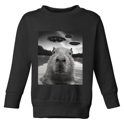 Funny Graphiccapybara Selfie With Ufos Weird Toddler Sweatshirt