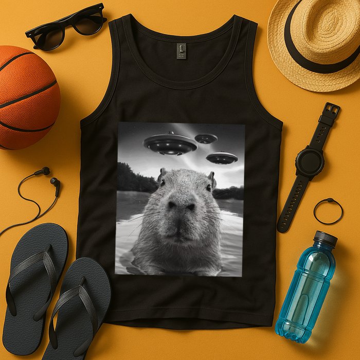 Funny Graphiccapybara Selfie With Ufos Weird Tank Top