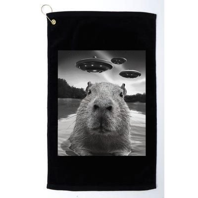 Funny Graphiccapybara Selfie With Ufos Weird Golf Towel