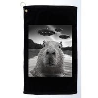 Funny Graphiccapybara Selfie With Ufos Weird Golf Towel