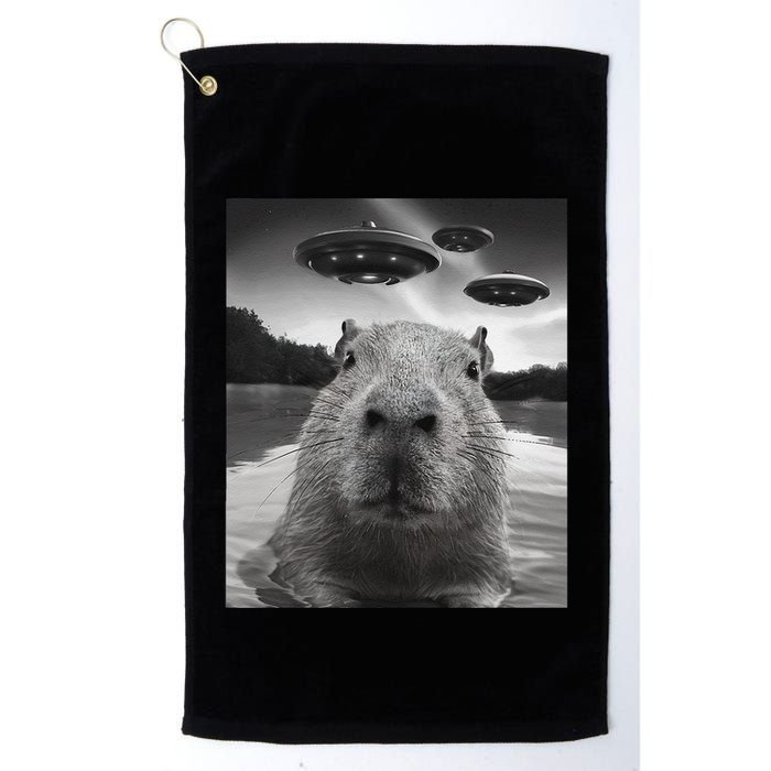 Funny Graphiccapybara Selfie With Ufos Weird Golf Towel