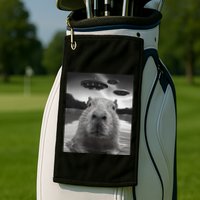 Funny Graphiccapybara Selfie With Ufos Weird Golf Towel