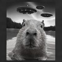 Funny Graphiccapybara Selfie With Ufos Weird Golf Towel