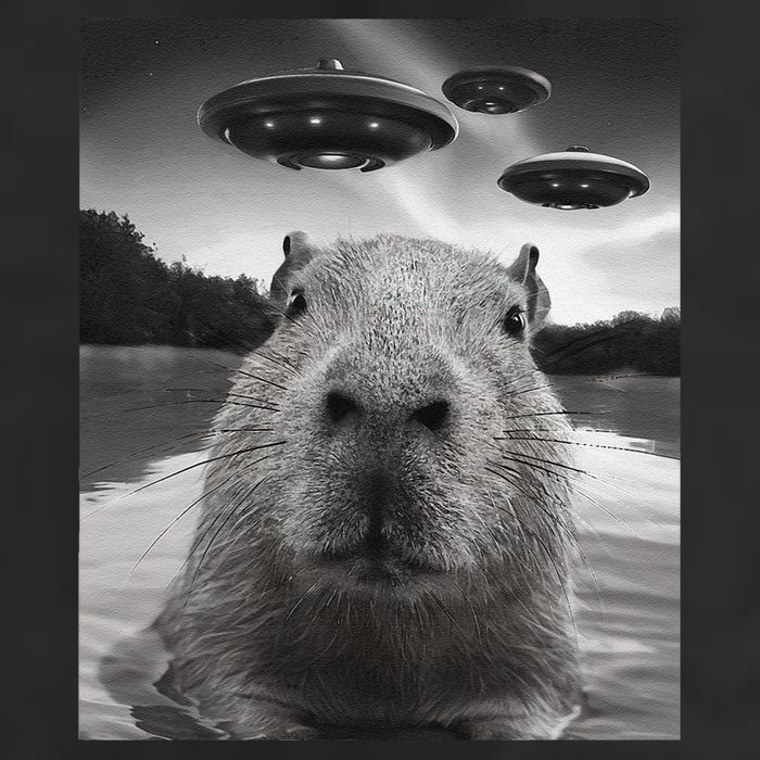 Funny Graphiccapybara Selfie With Ufos Weird Golf Towel