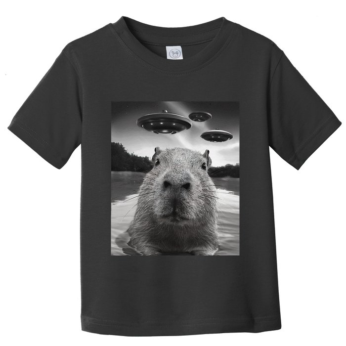 Funny Graphiccapybara Selfie With Ufos Weird Toddler T-Shirt