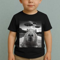 Funny Graphiccapybara Selfie With Ufos Weird Toddler T-Shirt