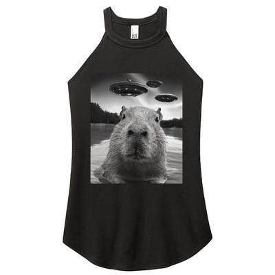 Funny Graphiccapybara Selfie With Ufos Weird Women's Perfect Tri Rocker Tank