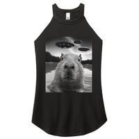 Funny Graphiccapybara Selfie With Ufos Weird Women's Perfect Tri Rocker Tank