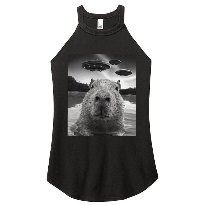 Funny Graphiccapybara Selfie With Ufos Weird Women's Perfect Tri Rocker Tank