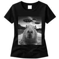 Funny Graphiccapybara Selfie With Ufos Weird Womens T-Shirt