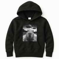 Funny Graphiccapybara Selfie With Ufos Weird Kids Hoodie