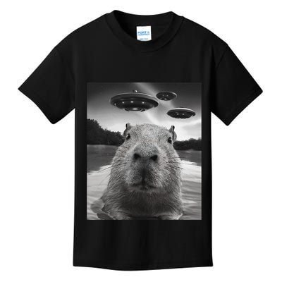 Funny Graphiccapybara Selfie With Ufos Weird Kids T-Shirt