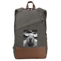 Funny Graphiccapybara Selfie With Ufos Weird Cotton Canvas Backpack