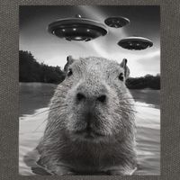 Funny Graphiccapybara Selfie With Ufos Weird Cotton Canvas Backpack