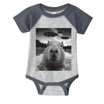 Funny Graphiccapybara Selfie With Ufos Weird Infant Baby Jersey Bodysuit
