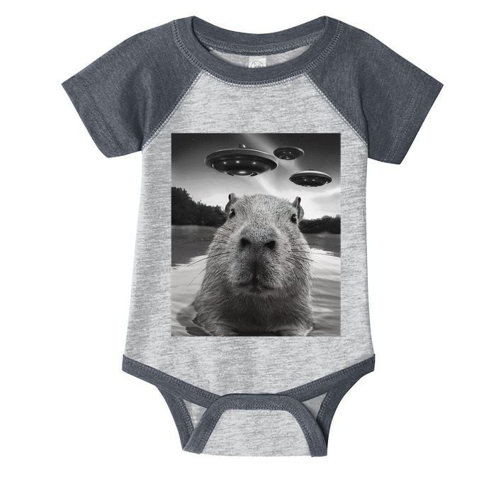 Funny Graphiccapybara Selfie With Ufos Weird Infant Baby Jersey Bodysuit