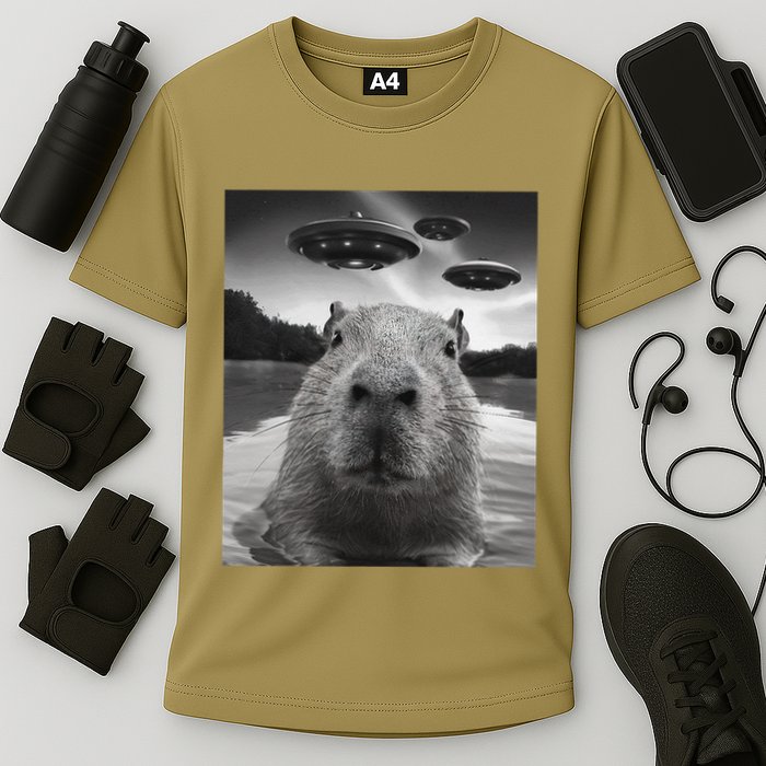 Funny Graphiccapybara Selfie With Ufos Weird Performance Shirt