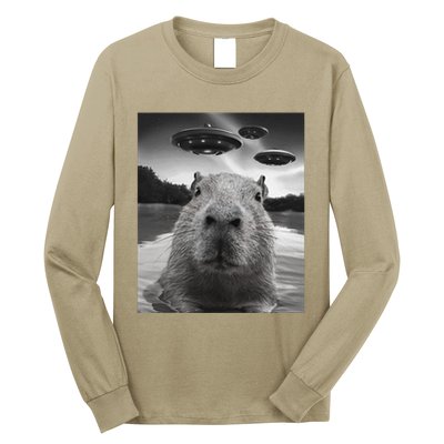 Funny Graphiccapybara Selfie With Ufos Weird Long Sleeve Shirt