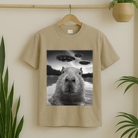 Funny Graphiccapybara Selfie With Ufos Weird T-Shirt