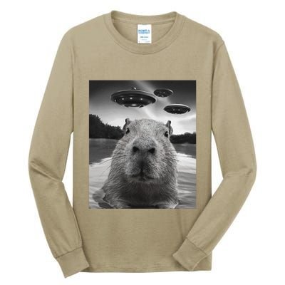 Funny Graphiccapybara Selfie With Ufos Weird Tall Long Sleeve T-Shirt